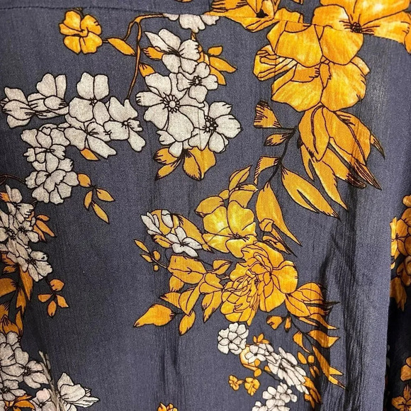 Anthropologie Anderson & Lauth Kimono Womens One Size Blue Gold Floral Cardigan - Picture 10 of 16